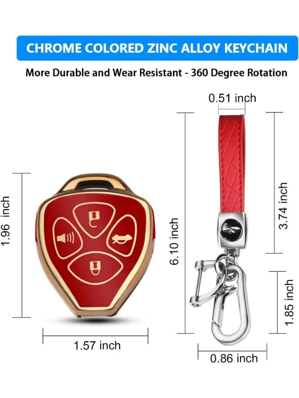 Durable Key Fob Cover with Keychain for Toyota Camry, Corolla, Avalon, Venza